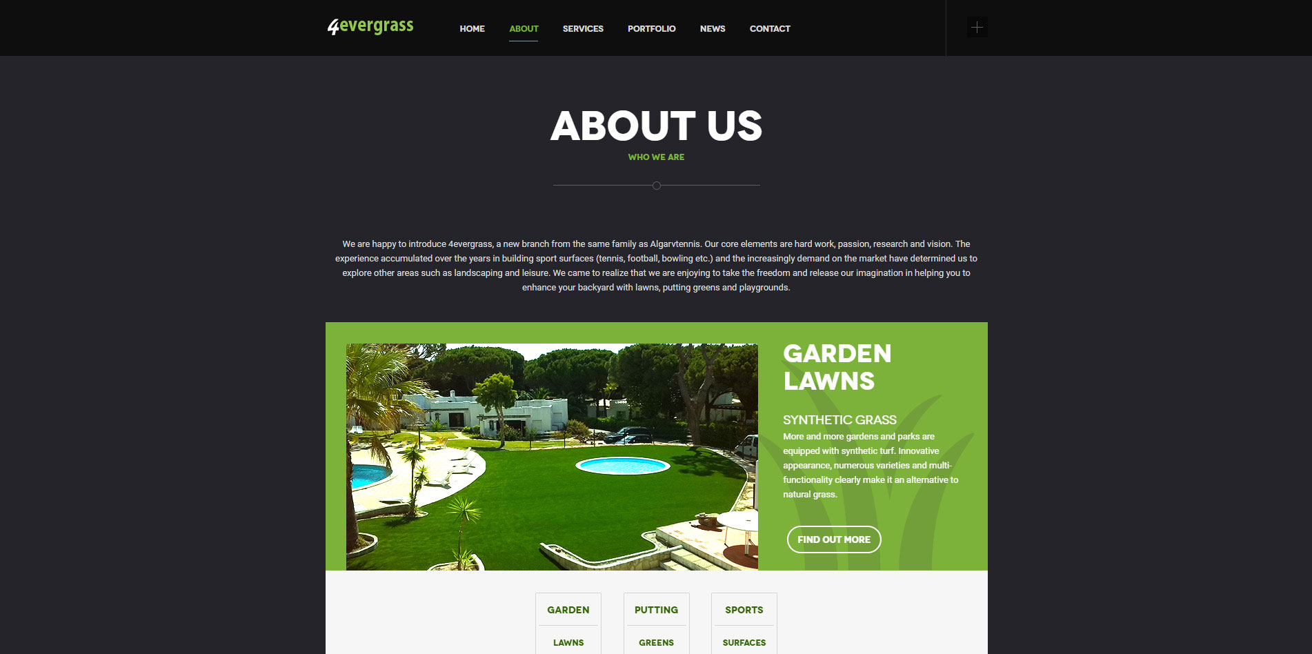 4evergrass website - about us page